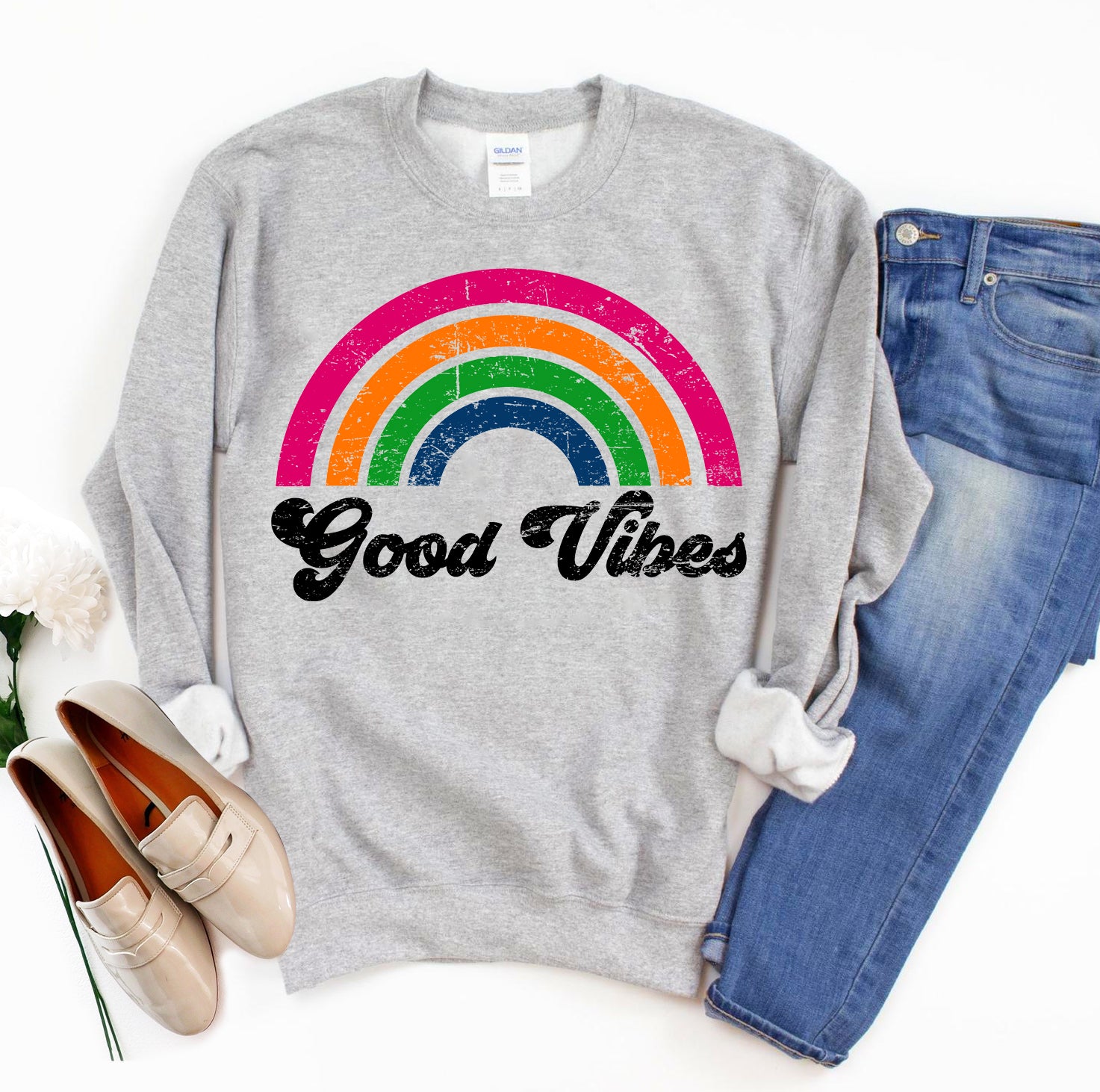 Good vibes 2024 sweatshirt rainbow